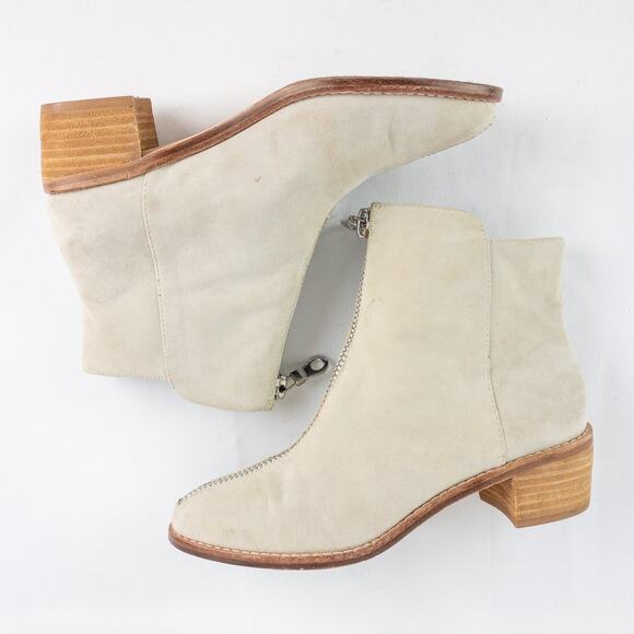 Anthropologie Matiko Mylvia Tan Suede Front Zip Ankle Boots Womens 6 - Picture 5 of 16